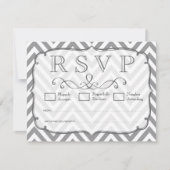 Alloy Grey & White Zickzack Wedding RSVP Cards (Vorderseite)