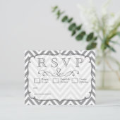Alloy Grey & White Zickzack Wedding RSVP Cards Karte (Stehend Vorderseite)