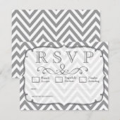 Alloy Grey & White Zickzack Wedding RSVP Cards Karte (Vorne/Hinten)