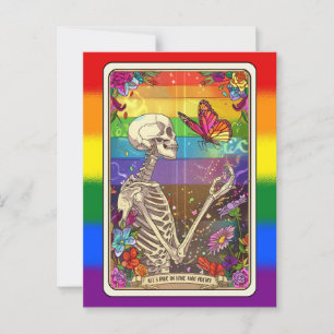 All's Fair in Liebe und Poesie: LGBT Skelton Tarot Postkarte