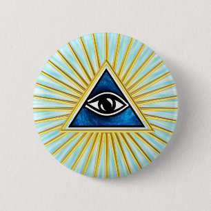 Allsehendes Auge Gottes, Pyramide, Freimaurer Button