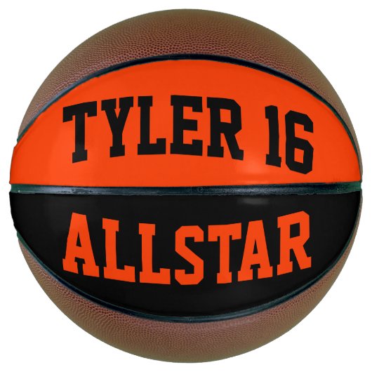 Allstar Black und Orange Personalize Basketball (Vorderseite)