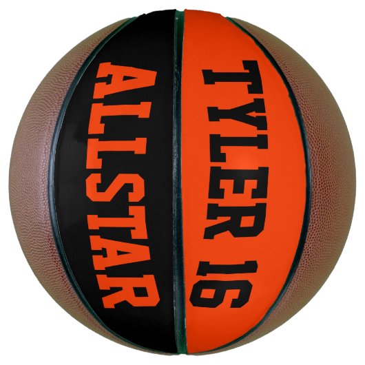 Allstar Black und Orange Personalize Basketball (Vertikal)