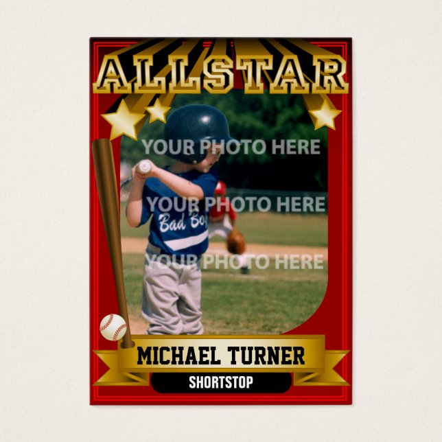 ALLSTAR Dark Red Custom Baseball Card (Vorderseite)