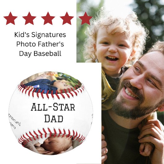 Allstar Vater Kid's Signatures Foto Vatertag Baseball