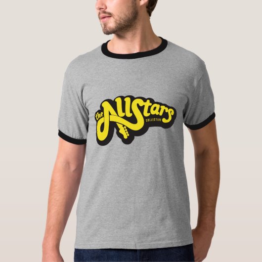 AllStars gelbes zusammenlogo auf Grau T-Shirt (Vorderseite)