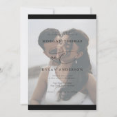 Allure Calligraphy Foto Black & White Wedding Einladung (Vorderseite)