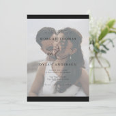 Allure Calligraphy Foto Black & White Wedding Einladung (Stehend Vorderseite)