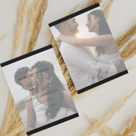 Allure Calligraphy Foto Black & White Wedding Einladung