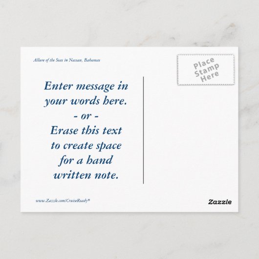 Allure in Nassau Postkarte (Rückseite)