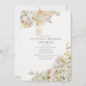 Allure - Weiße Rosen und Gipskraut Brautparty Einladung (Vorderseite)