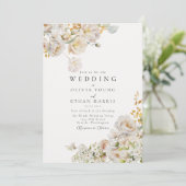 Allure - White Roses & Gipskraut Wedding Invit Einladung (Stehend Vorderseite)