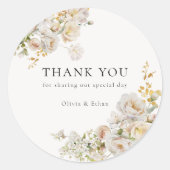 Allure - White Roses & Gipskraut Wedding Runder Aufkleber (Vorderseite)