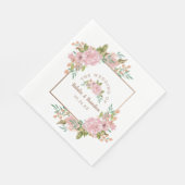 Alluring Rose Vintage Dusty Pink Wedding Monogram Serviette (Ecke)