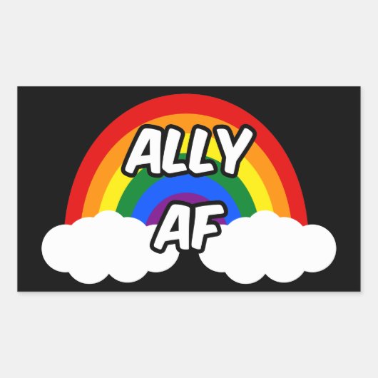 Ally AF I - LGBTQ-Flaggen Gay Trans Queer Stolz Rechteckiger Aufkleber (Vorderseite)