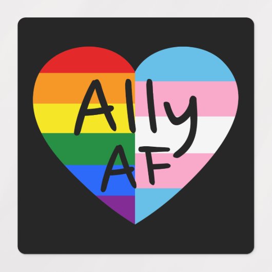 Ally AF III - Queer Stolz der Gay Trans-Flagge für Etiketten (Design 1)