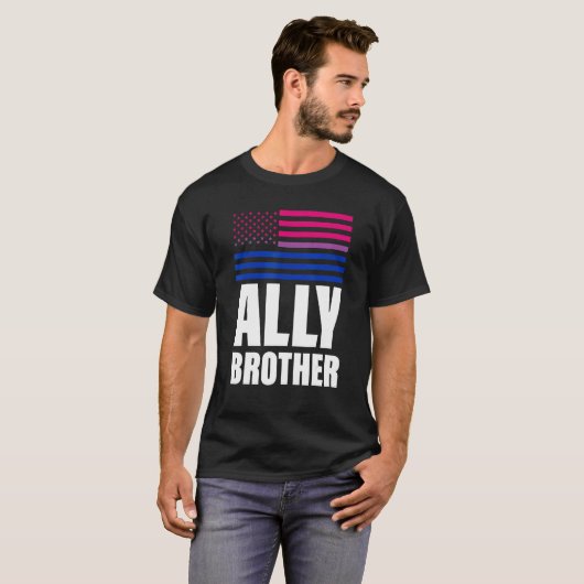 Ally Brother Bisexual Flag Lgbt Gay Pride T-Shirt (Vorne ganz)