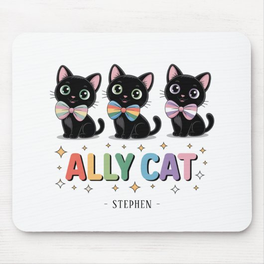 Ally Cat - Black Cat LGBTQ Prix Mousepad (Vorne)