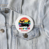 Ally Cat - Black Cat mit Rainbow Sunglasses LGBTQ Button (Beispiel)