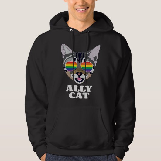 Ally Cat  Gay Pride Hoodie (Vorderseite)