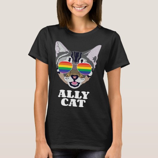Ally Cat  Gay Pride T-Shirt (Vorderseite)