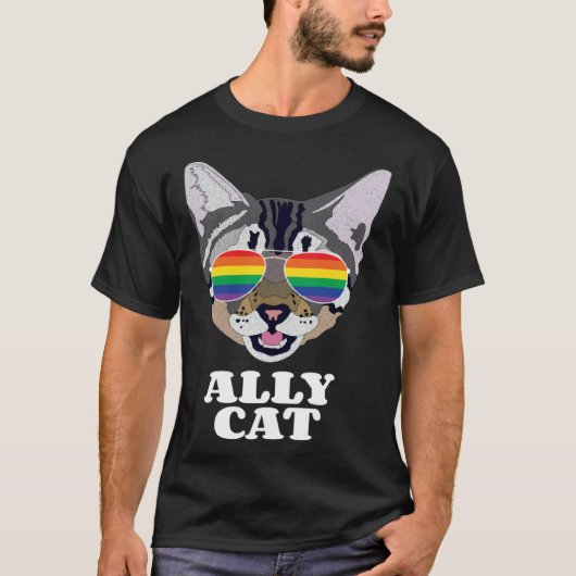 Ally Cat  Gay Pride T-Shirt (Vorderseite)