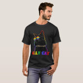 Ally Cat Glasses LGBT Gay Pride Ally Flag Regenbog T-Shirt (Vorne ganz)