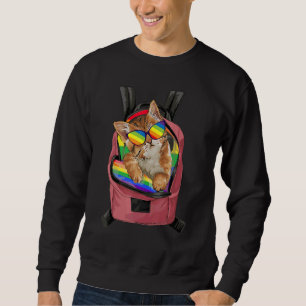 Ally Cat Glasses Sunset Rainbow Gay Lesbian T Sweatshirt