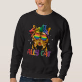 Ally Cat LGBT Gay Rainbow Pride Flag Funny Cat Lov Sweatshirt (Vorderseite)