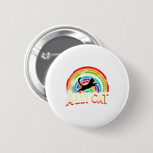 Ally Cat Lgbt Pride Cat  Button (Vorne & Hinten)