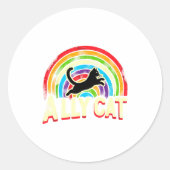 Ally Cat Lgbt Pride Cat  Runder Aufkleber (Vorderseite)
