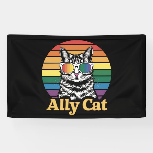 Ally Cat LGBT Rainbow Flag LGBTQ Geschenk Banner (Horizontal)
