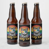 Ally Cat LGBT Rainbow Flag LGBTQ Geschenk Bierflaschenetikett (Flaschen)
