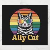 Ally Cat LGBT Rainbow Flag LGBTQ Geschenk Bierflaschenetikett (Einzelnes Label)