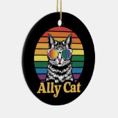 Ally Cat LGBT Rainbow Flag LGBTQ Geschenk Keramik Ornament (Rechts)