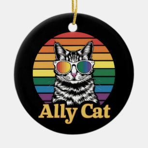 Ally Cat LGBT Rainbow Flag LGBTQ Geschenk Keramik Ornament