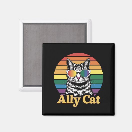 Ally Cat LGBT Rainbow Flag LGBTQ Geschenk Magnet (Vorderseite/Rückseite)