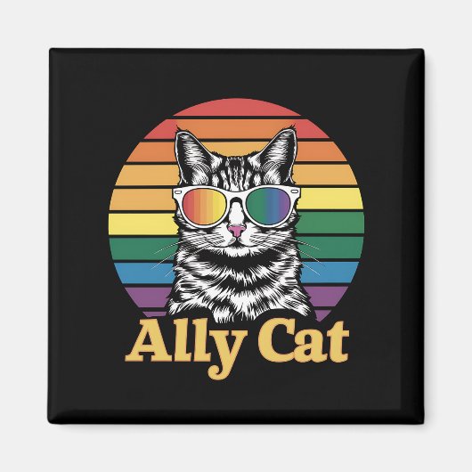 Ally Cat LGBT Rainbow Flag LGBTQ Geschenk Magnet (Vorne)