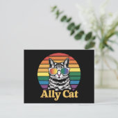 Ally Cat LGBT Rainbow Flag LGBTQ Geschenk Postkarte (Stehend Vorderseite)