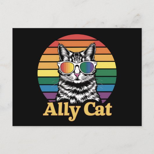 Ally Cat LGBT Rainbow Flag LGBTQ Geschenk Postkarte (Vorderseite)