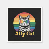 Ally Cat LGBT Rainbow Flag LGBTQ Geschenk Serviette (Vorderseite)