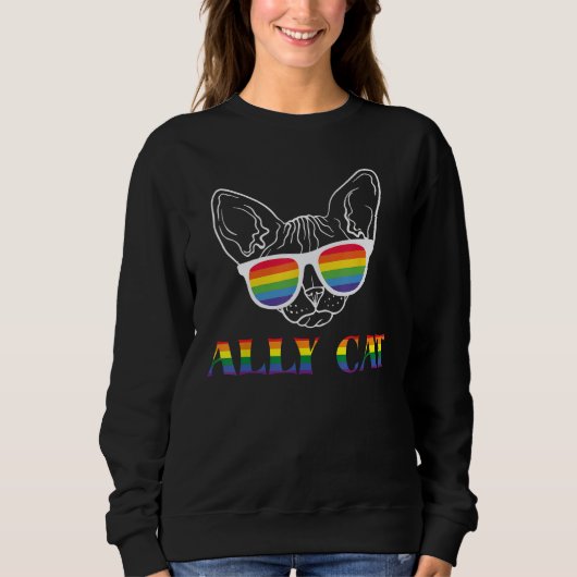 Ally Cat LGBT Rainbow Gay Pride Flag Ally Cat LGB Sweatshirt (Vorderseite)