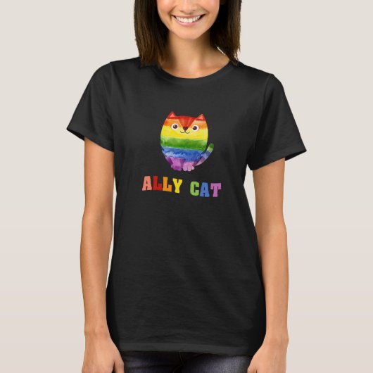 Ally Cat Lgbtq+ Ally Allies Cute Cat Pride T-Shirt (Vorderseite)