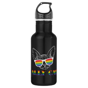 Ally Cat   Niedliche Katze   Regenbogen   Stolz Edelstahlflasche