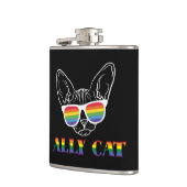Ally Cat - Niedliche Pride Cat mit Regenbogen-Sonn Flachmann (Links)