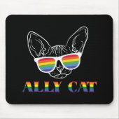 Ally Cat - Niedliche Pride Cat mit Regenbogen-Sonn Mousepad (Vorne)