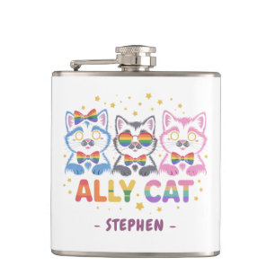 Ally Cat - Niedlicher, farbenfroher LGBTQ Prix der Flachmann