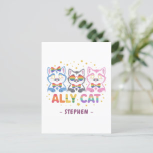 Ally Cat - Niedlicher, farbenfroher LGBTQ Prix der Postkarte