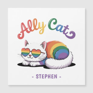 Ally Cat - Niedlicher LGBTQ-Preis für weiße Katze  Magnetkarte