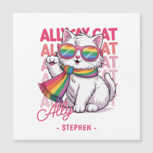 Ally Cat - Niedlicher LGBTQ-Prix der weißen Katze Magnetkarte